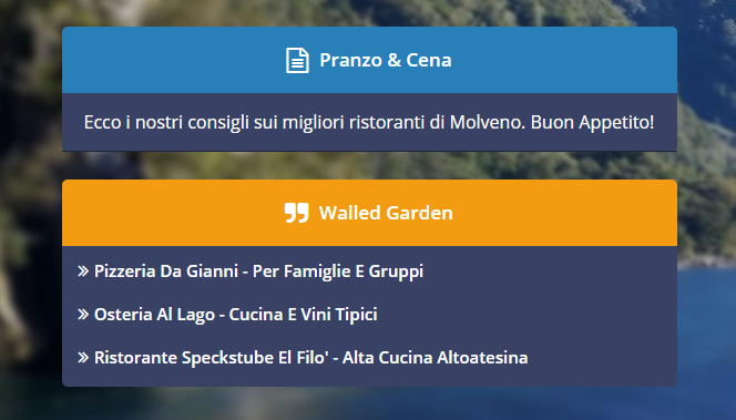 Screenshot del Walled Garden sul Guest Portal, la pagina di benvenuto di Wi-Fi Hotel.