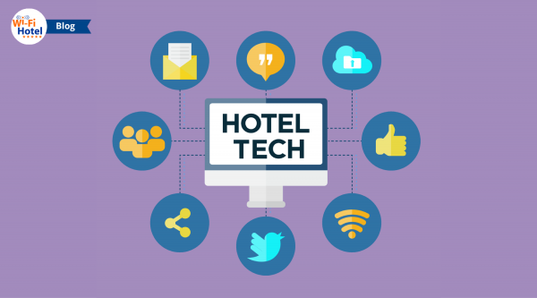 Icone flat riguardanti la tecnologia wifi per hotel.